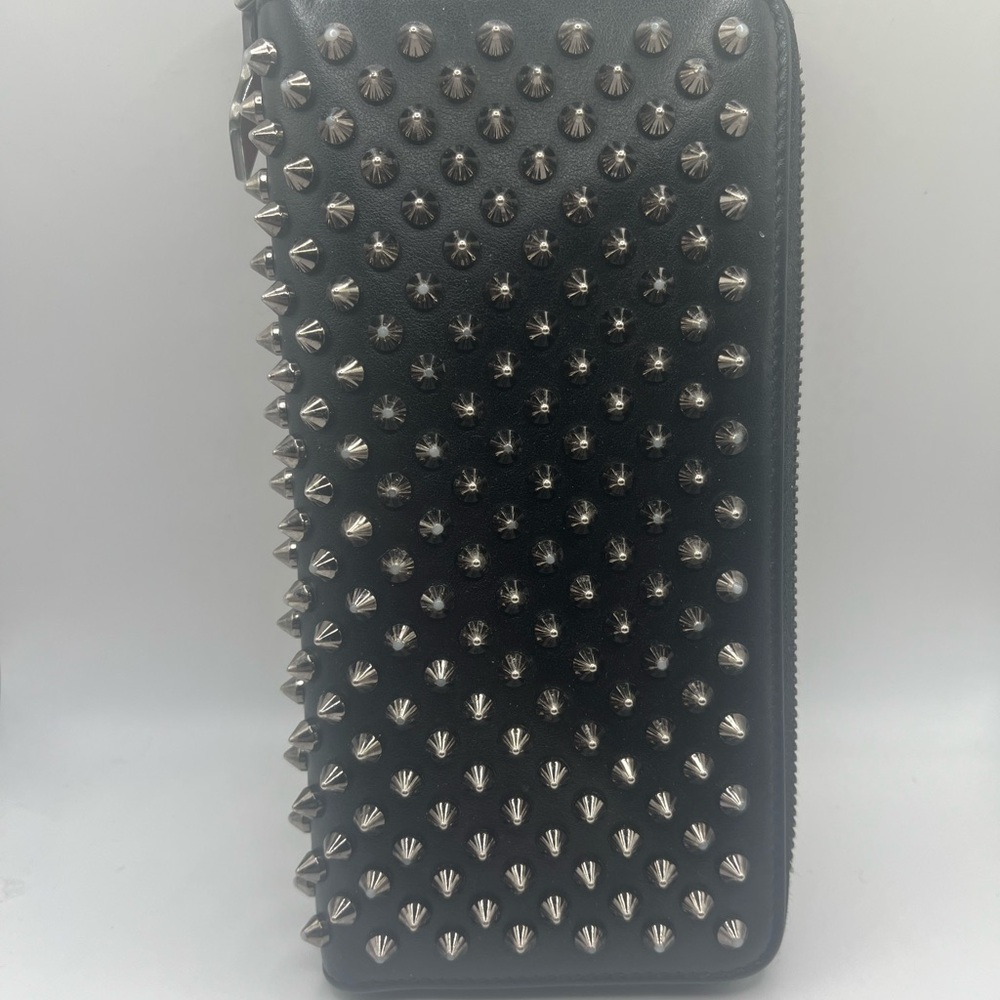 Christian Louboutin panettone studs leather black zip long wallet